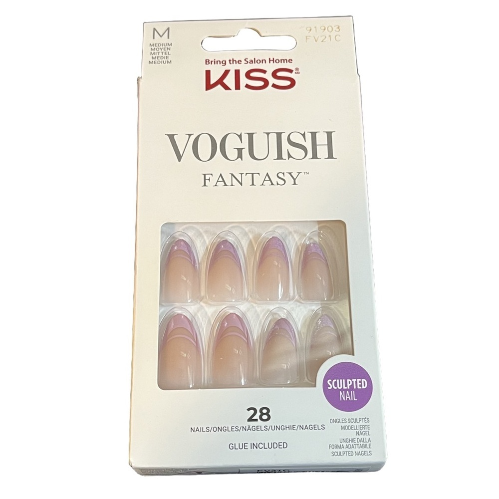 Kiss Gel Fantasy Nails Pink French Tip Ballerina Medium Sculpted